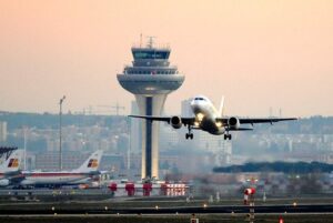 Landing at Madrid Airport