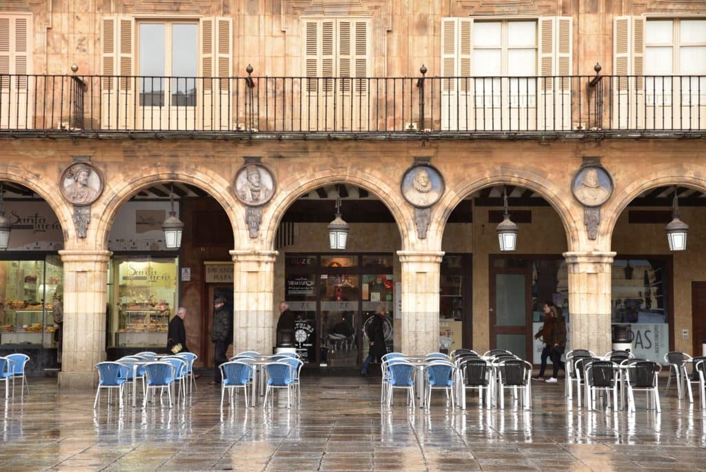 Plaza Mayor, Salamanca, rain
